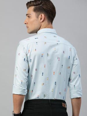 blue printed casual shirt - 17094542 - Standard Image - 3