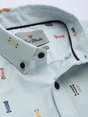 blue printed casual shirt - 17094542 - Standard Image - 5