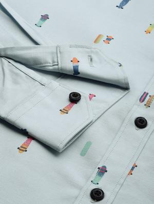 blue printed casual shirt - 17094542 - Standard Image - 6