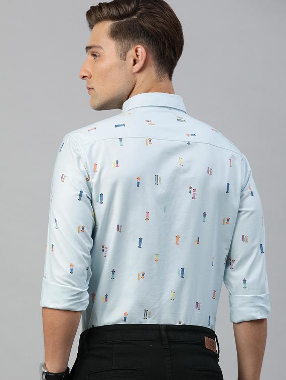 blue printed casual shirt - 17094542 - Zoom Image - 3