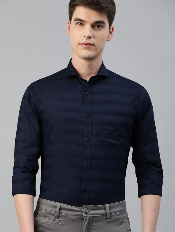 navy blue striped casual shirt - 17094547 - Zoom Image - 1