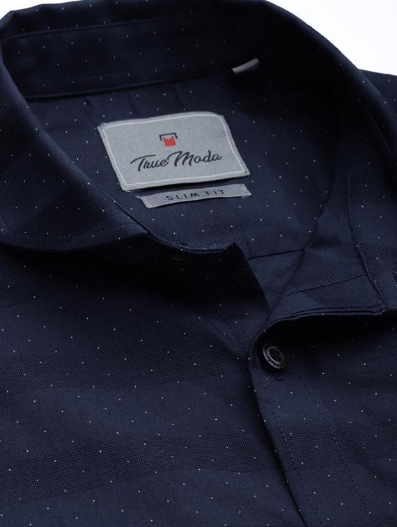 navy blue striped casual shirt - 17094547 - Zoom Image - 4