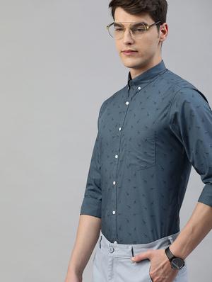 grey printed casual shirt - 17094562 - Standard Image - 2