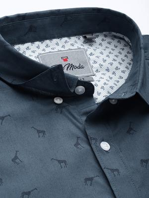 grey printed casual shirt - 17094562 - Standard Image - 5
