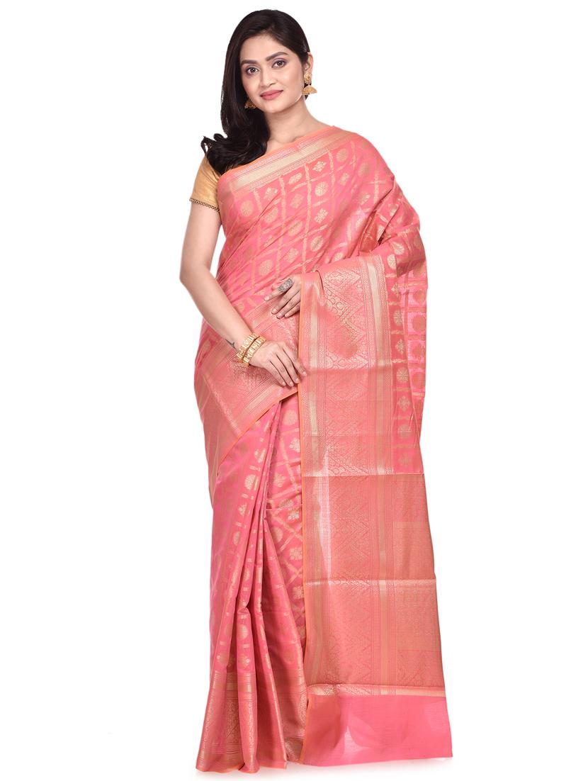 self design banarasi saree with blouse - 17095141 - Zoom Image - 1