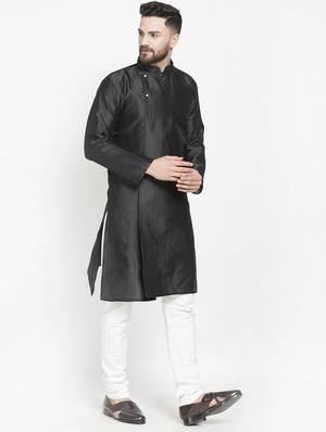 black jacquard kurta pyjama set - 17095270 - Standard Image - 2