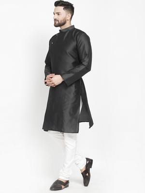 black jacquard kurta pyjama set - 17095270 - Standard Image - 3