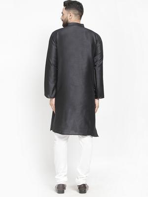 black jacquard kurta pyjama set - 17095270 - Standard Image - 4