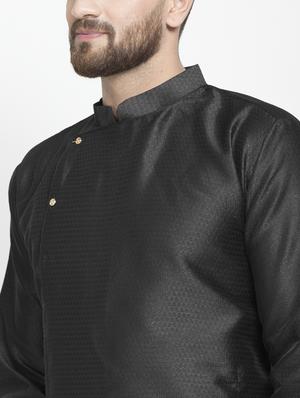 black jacquard kurta pyjama set - 17095270 - Standard Image - 5