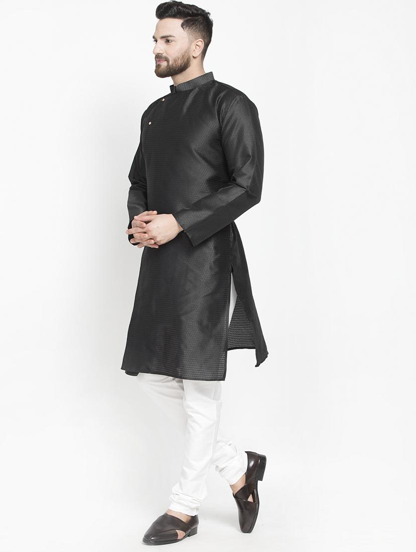 black jacquard kurta pyjama set - 17095270 - Zoom Image - 3