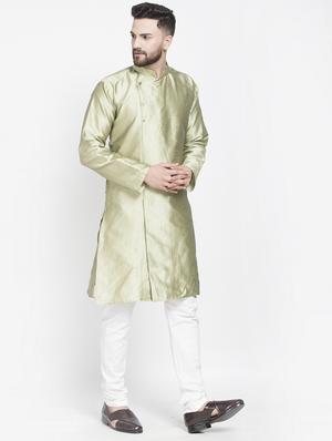 green jacquard kurta pyjama set - 17095274 - Standard Image - 2