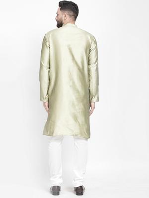 green jacquard kurta pyjama set - 17095274 - Standard Image - 4