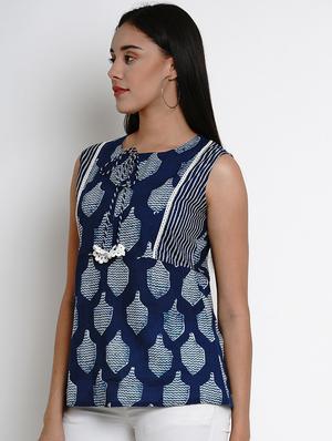 indigo print a-line tunic - 17095366 - Standard Image - 2