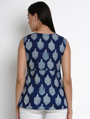 indigo print a-line tunic - 17095366 - Standard Image - 3
