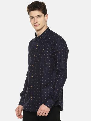 navy blue printed casual shirt - 17095400 - Standard Image - 2