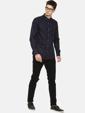 navy blue printed casual shirt - 17095400 - Standard Image - 4