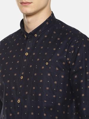 navy blue printed casual shirt - 17095400 - Standard Image - 5