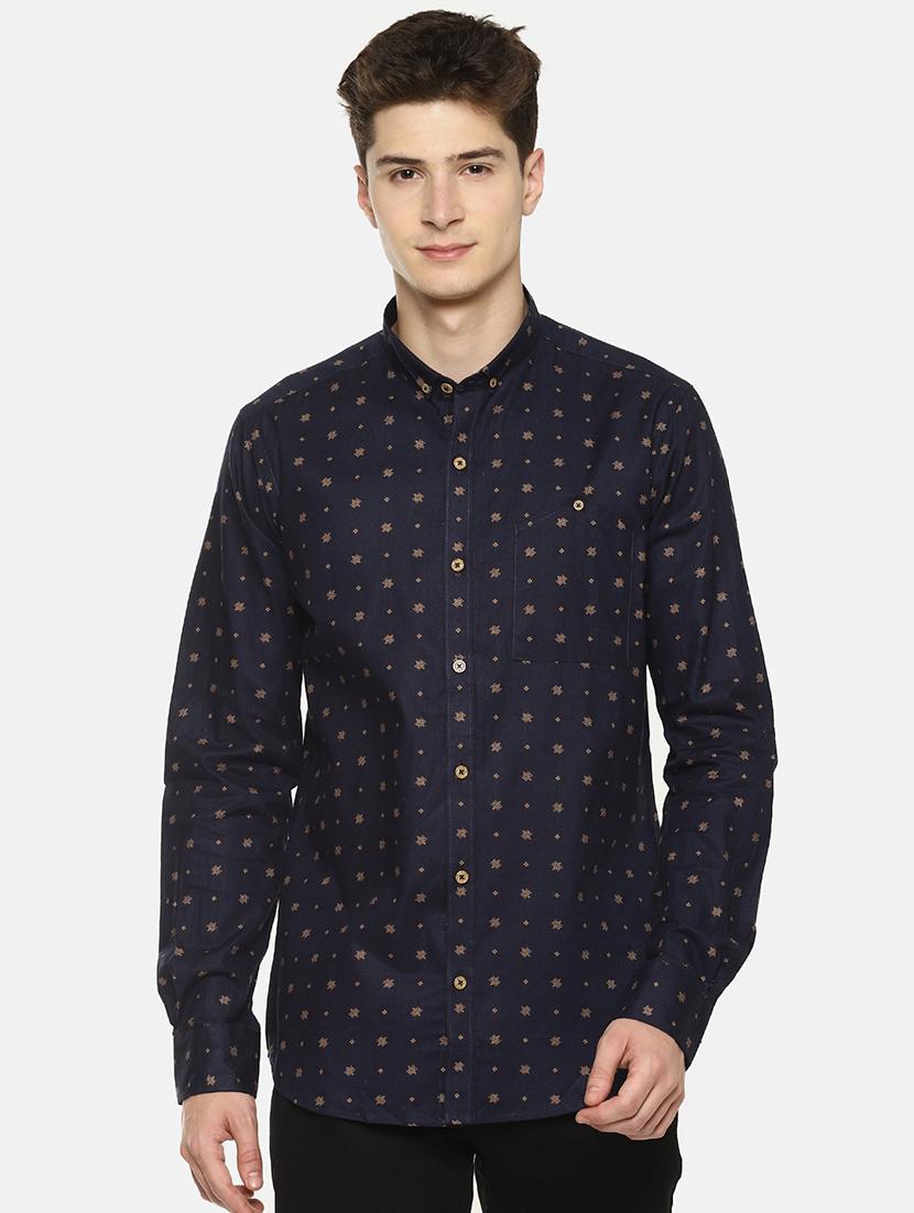 navy blue printed casual shirt - 17095400 - Zoom Image - 1