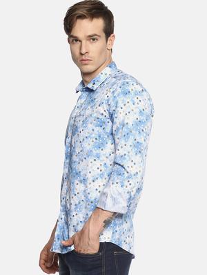 blue printed casual shirt - 17095407 - Standard Image - 2