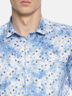 blue printed casual shirt - 17095407 - Standard Image - 5