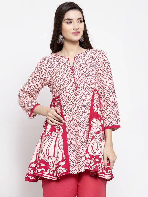 notch neck printed tunic - 17095461 - Standard Image - 1