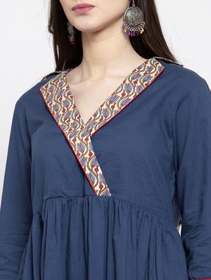 overlap neck flared kurti - 17095464 - Standard Image - 6