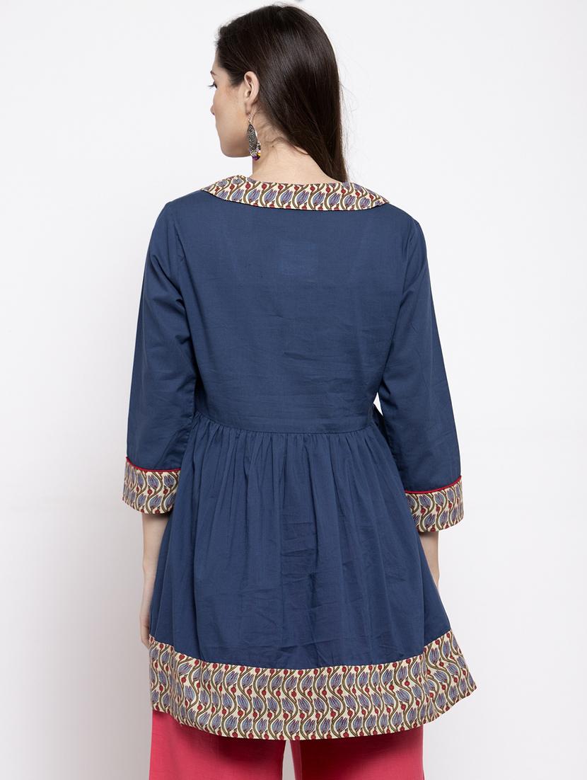 overlap neck flared kurti - 17095464 - Zoom Image - 3