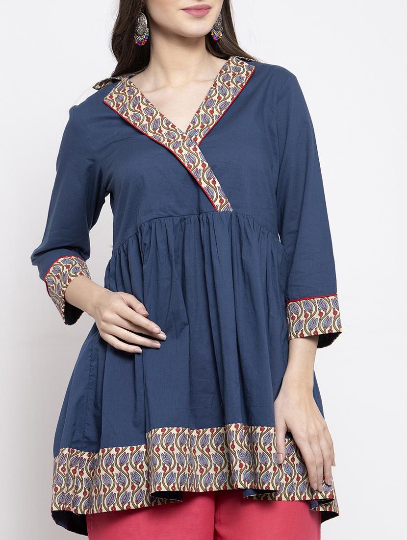 overlap neck flared kurti - 17095464 - Zoom Image - 4