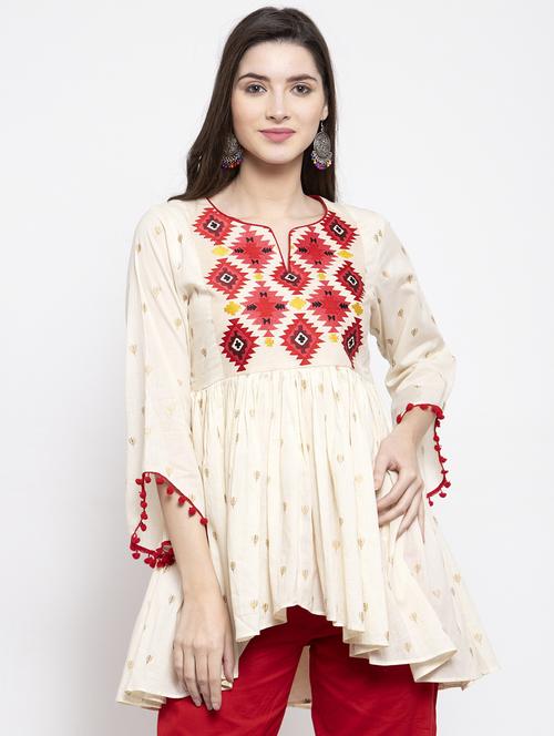 white cotton regular tunic - 17095467 - Standard Image - 1