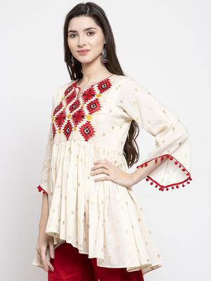 white cotton regular tunic - 17095467 - Standard Image - 2