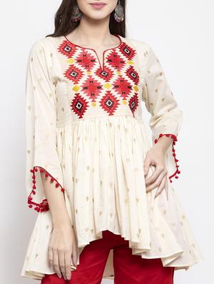 white cotton regular tunic - 17095467 - Standard Image - 4
