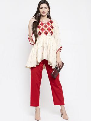 white cotton regular tunic - 17095467 - Standard Image - 5