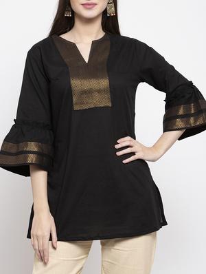 black cotton regular tunic - 17095468 - Standard Image - 4