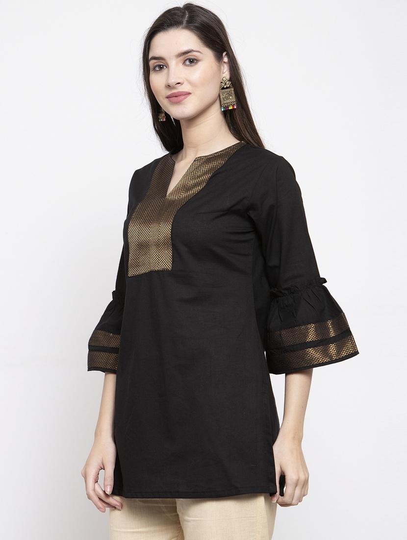 black cotton regular tunic - 17095468 - Zoom Image - 2