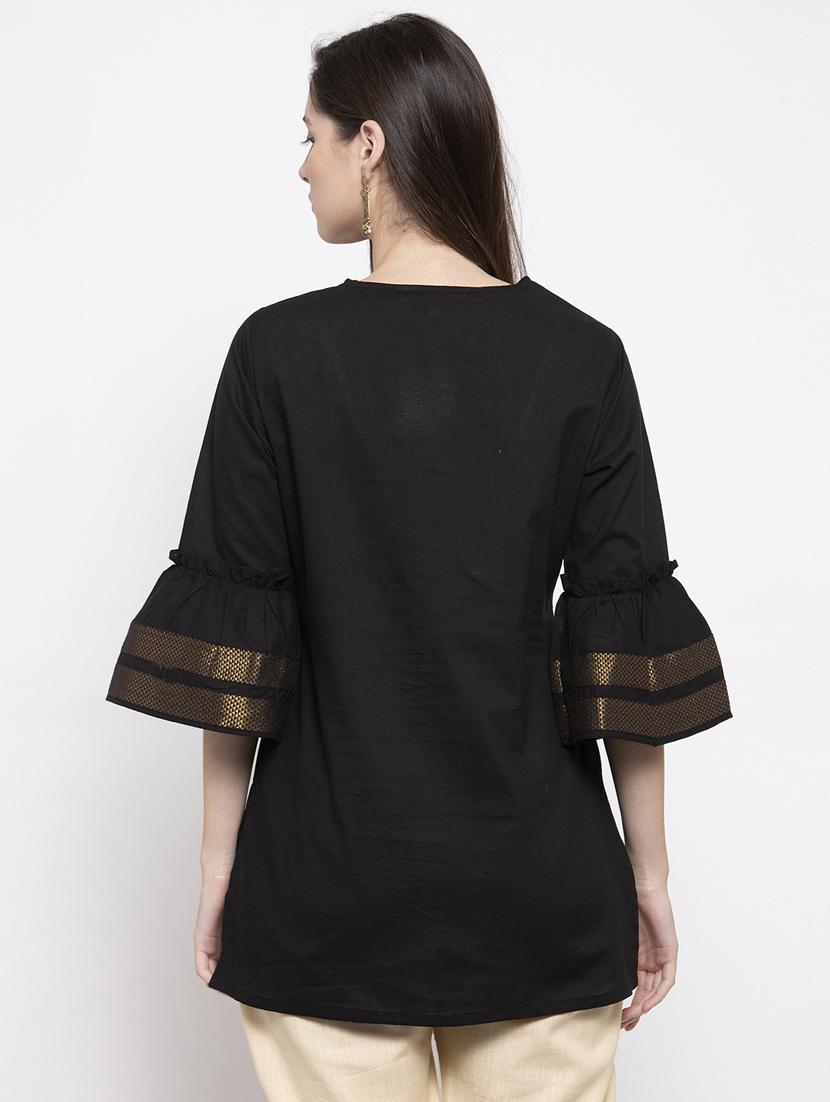 black cotton regular tunic - 17095468 - Zoom Image - 3