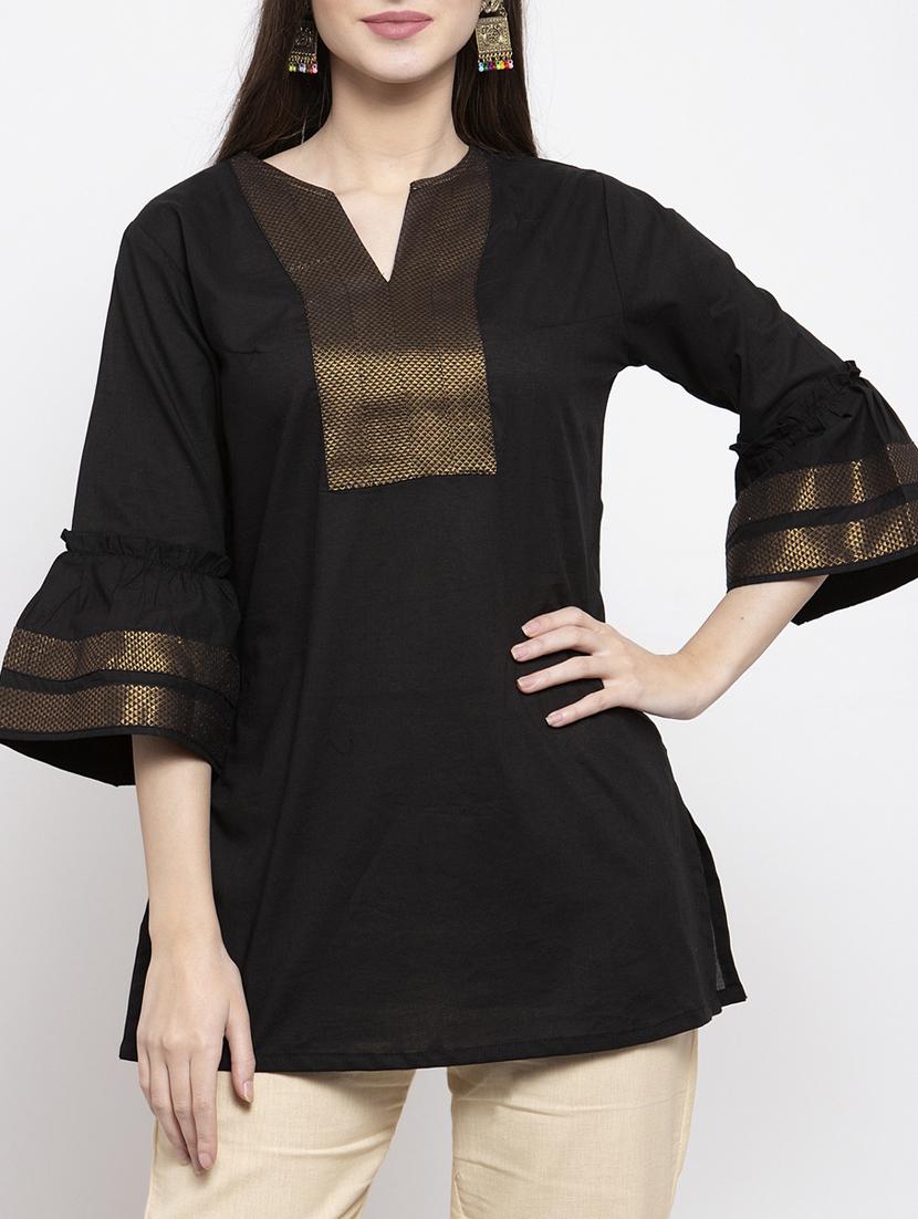 black cotton regular tunic - 17095468 - Zoom Image - 4