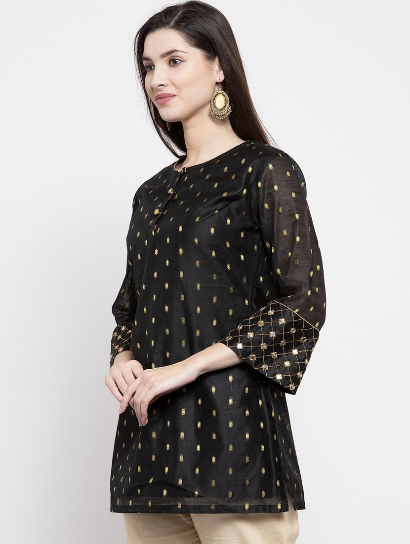 black pure silk regular tunic - 17095469 - Zoom Image - 2
