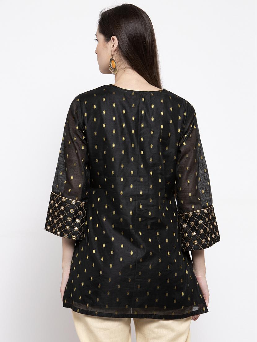black pure silk regular tunic - 17095469 - Zoom Image - 3
