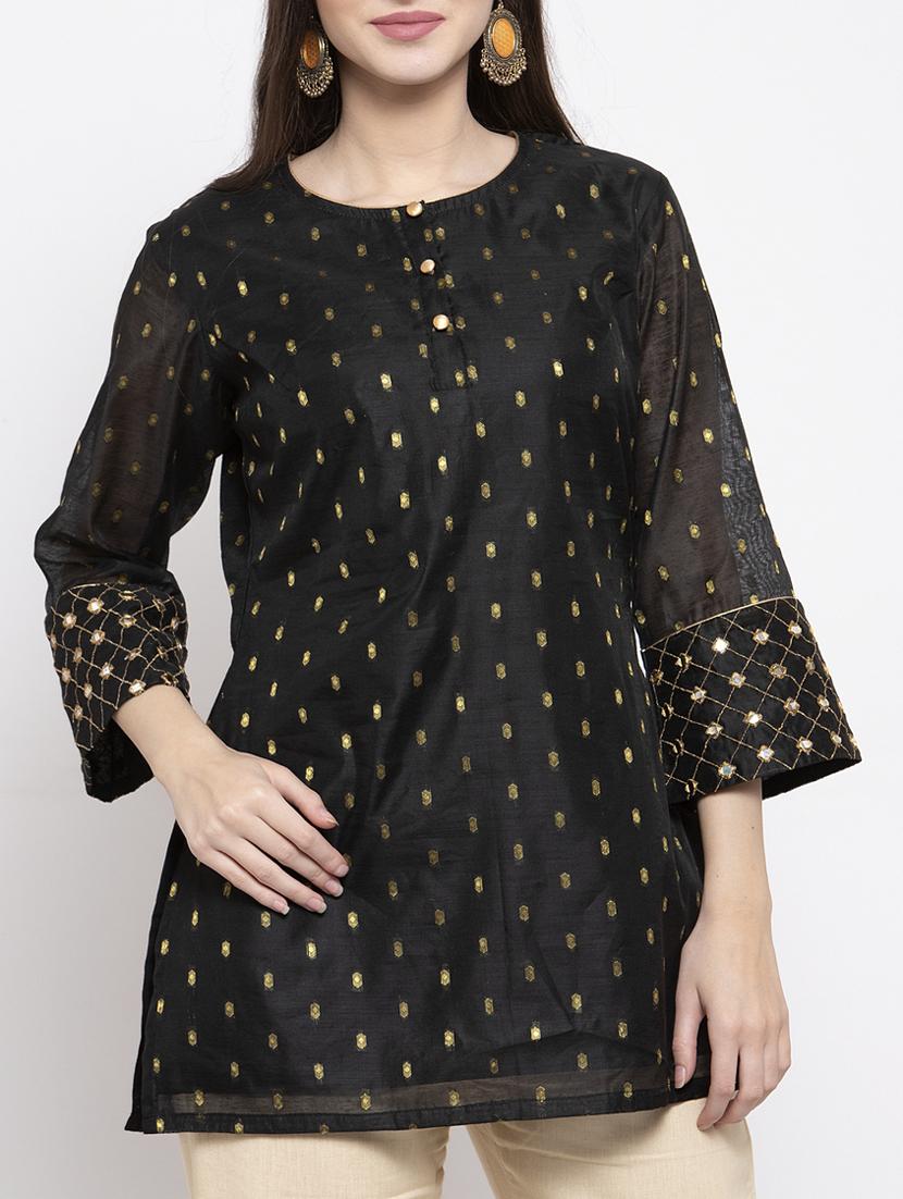 black pure silk regular tunic - 17095469 - Zoom Image - 4