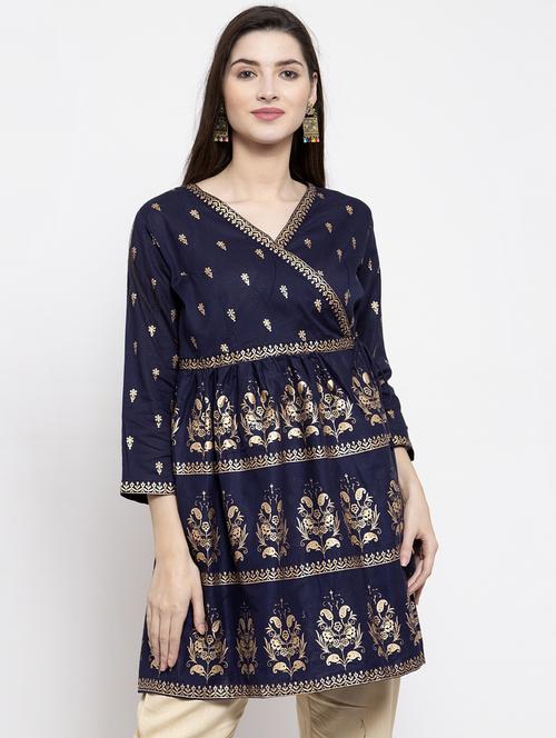 blue cotton regular tunic - 17095470 - Standard Image - 1