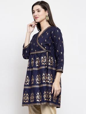 blue cotton regular tunic - 17095470 - Standard Image - 2