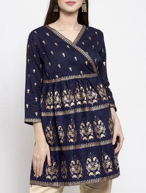 blue cotton regular tunic - 17095470 - Standard Image - 4