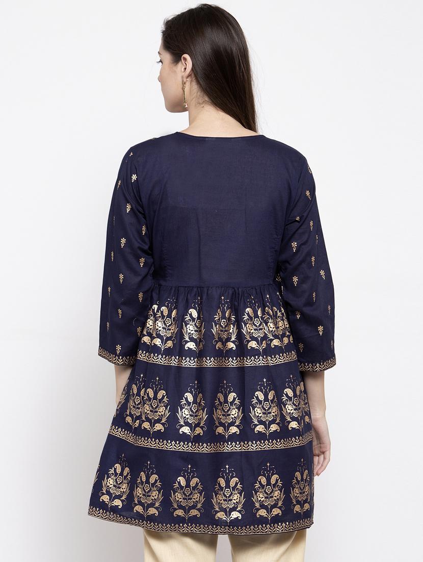 blue cotton regular tunic - 17095470 - Zoom Image - 3