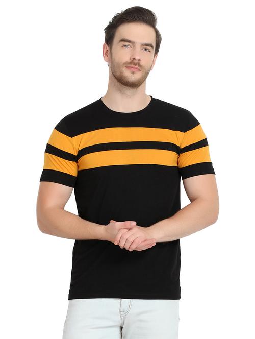 black color block cut & sew t-shirt - 17095814 - Standard Image - 1