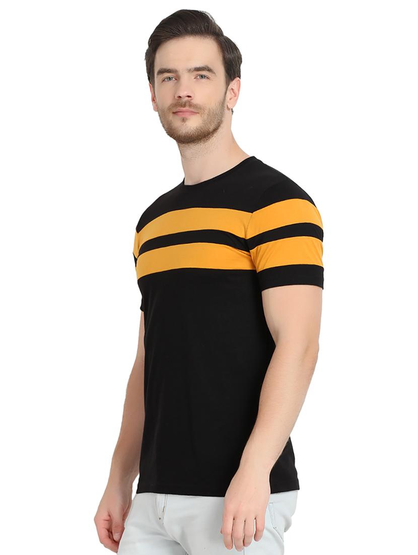 black color block cut & sew t-shirt - 17095814 - Zoom Image - 2