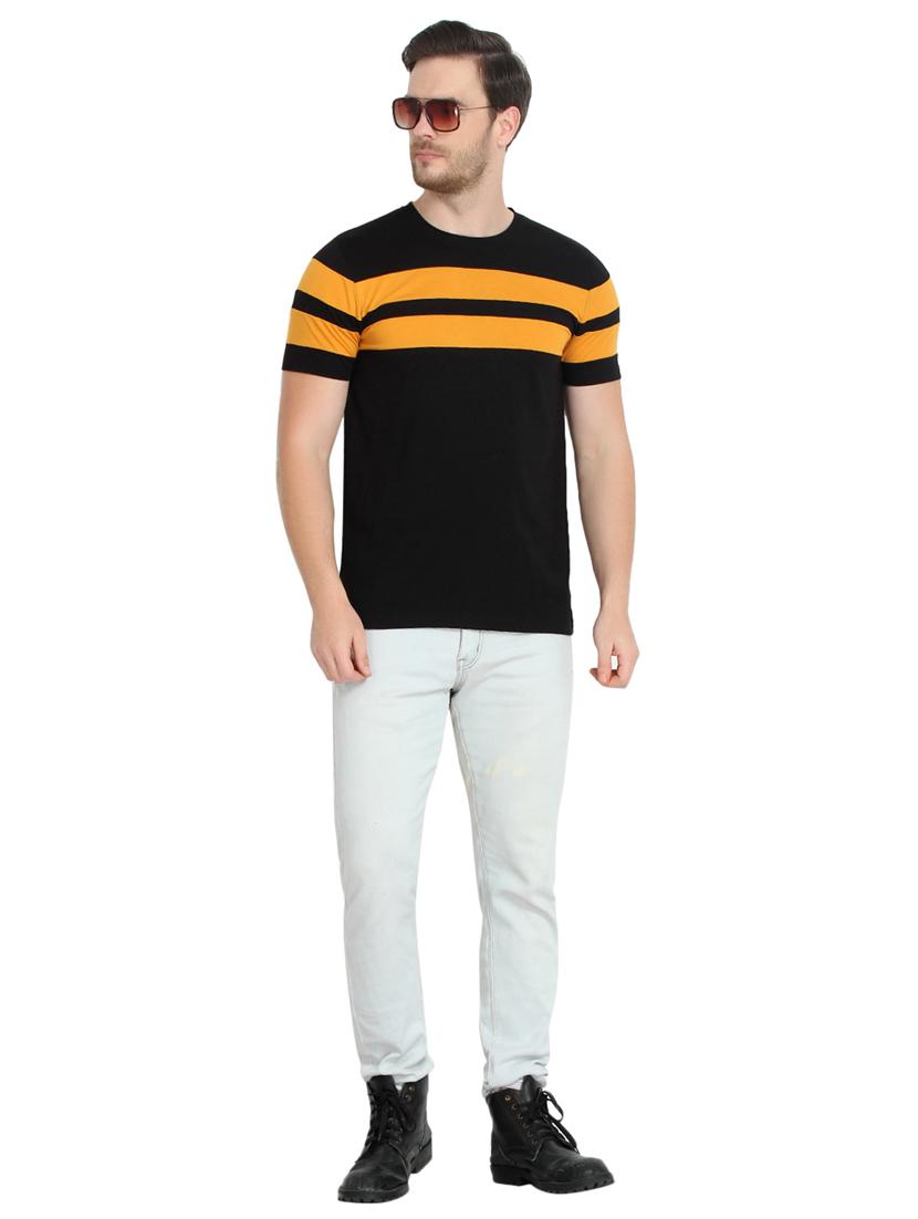 black color block cut & sew t-shirt - 17095814 - Zoom Image - 4