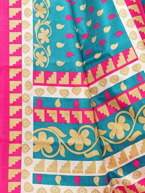 blue khadi plain saree with blouse - 17095859 - Standard Image - 4