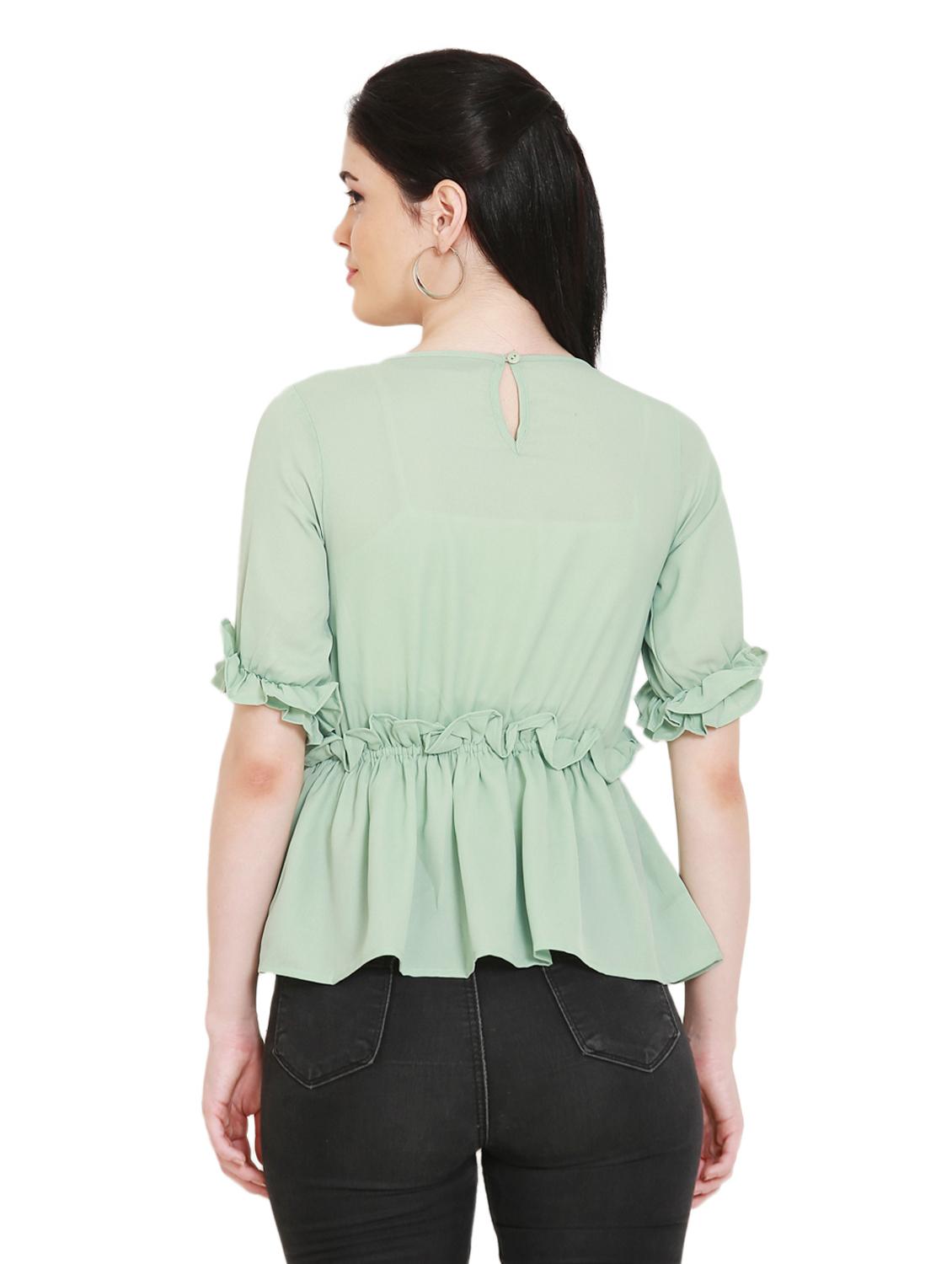 frill detail peplum top - 17096131 - Zoom Image - 3