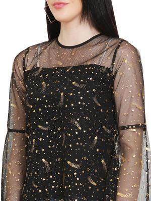 gold print bell sleeves top - 17096132 - Standard Image - 5