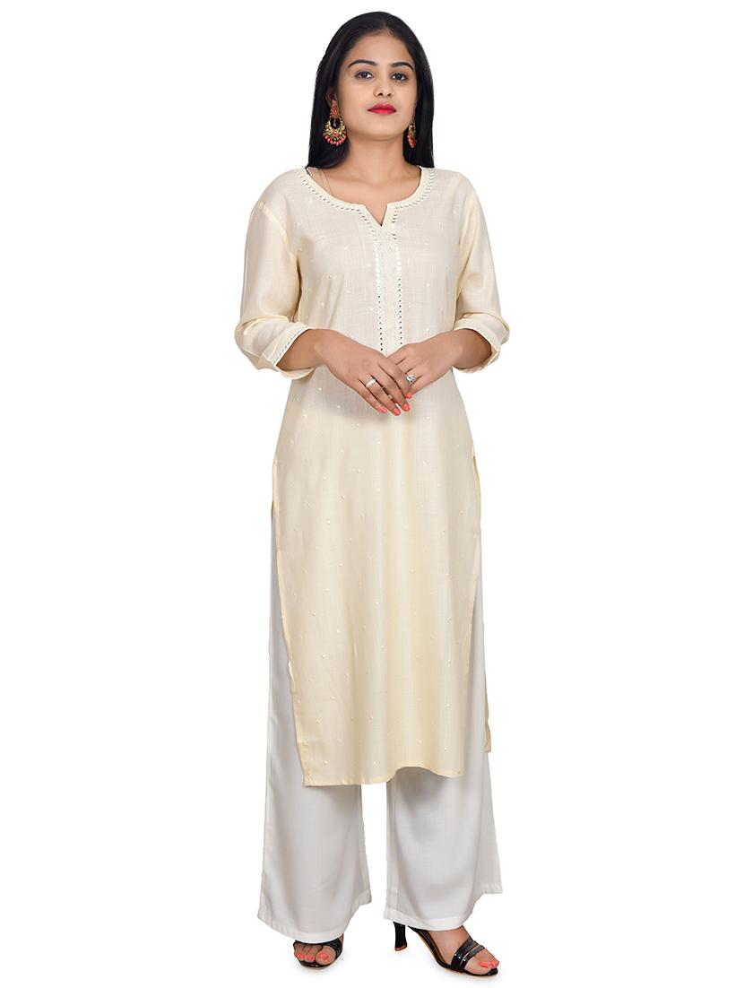 solid straight kurta - 17096188 - Zoom Image - 1